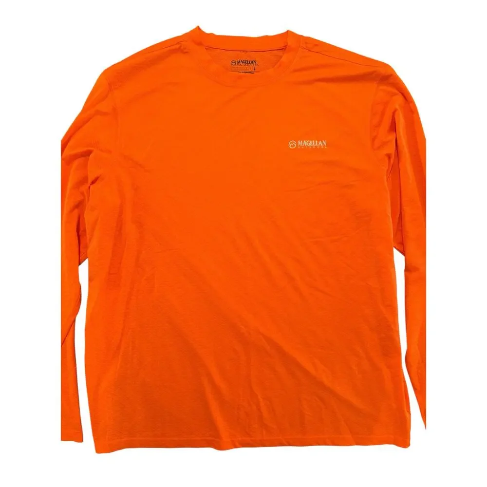 Magellan Outdoors Shirt Men’s L Orange Long Sleeve Performance Tee UPF Quick Dry - Picture 3 of 9